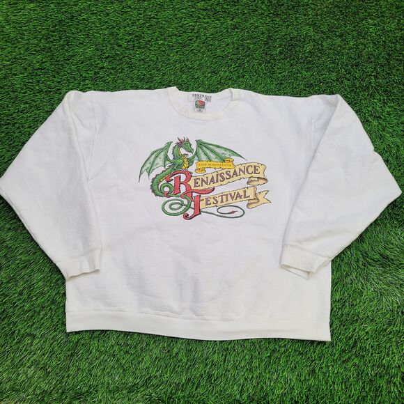 Vintage Dragon Sweatshirt Womens XL 25x24 White - Picture 1 of 14